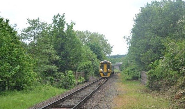 Train travelling on the route in north Wales