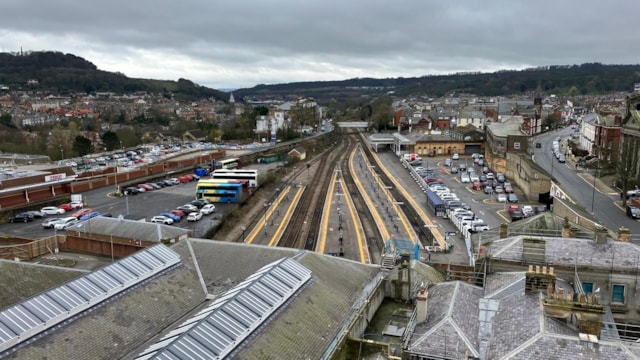 View down to the station: View down to the station
