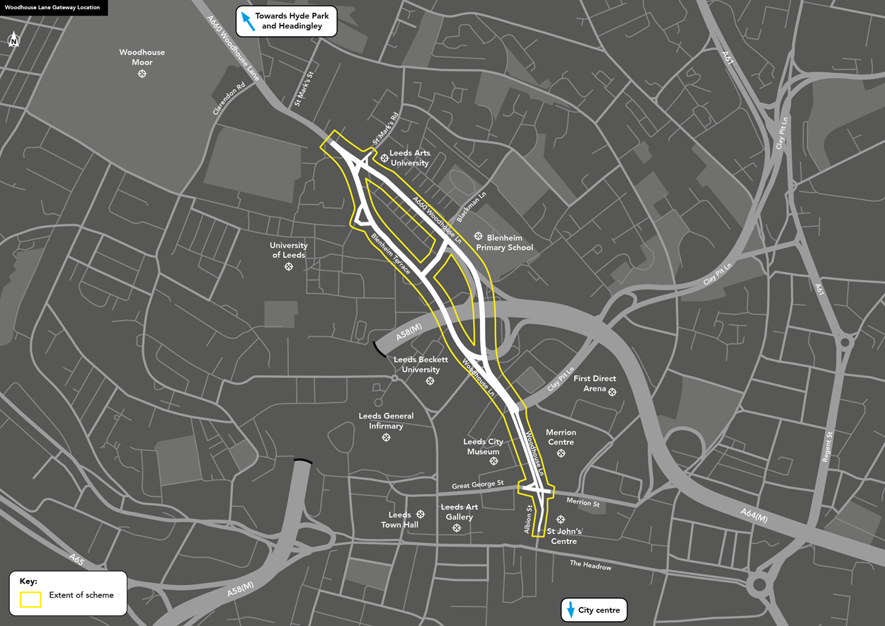 Woodhouse Lane Gateway Map