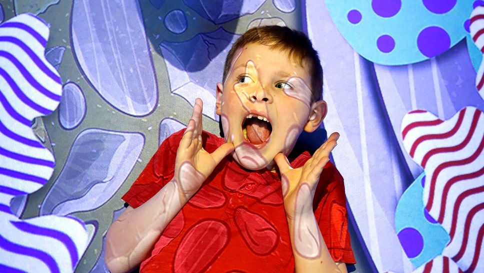 Young environmentalist Callum Isted (7) in the Adventure Planet gallery and the National Museum of Scotland.Photo © Paul Dodds