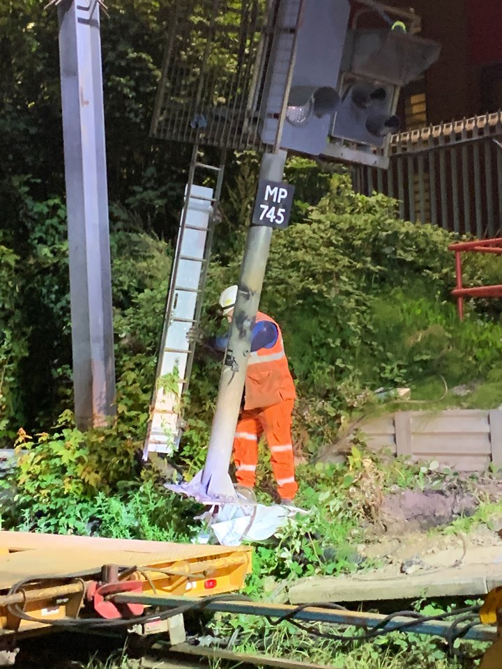 Old signal being removed during Trafford Park upgrade