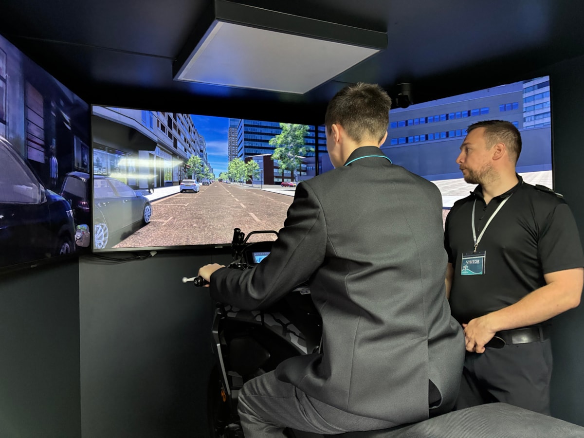 24-09-26 Sixth Formers at Tonyrefail Community School using motorbike simulator