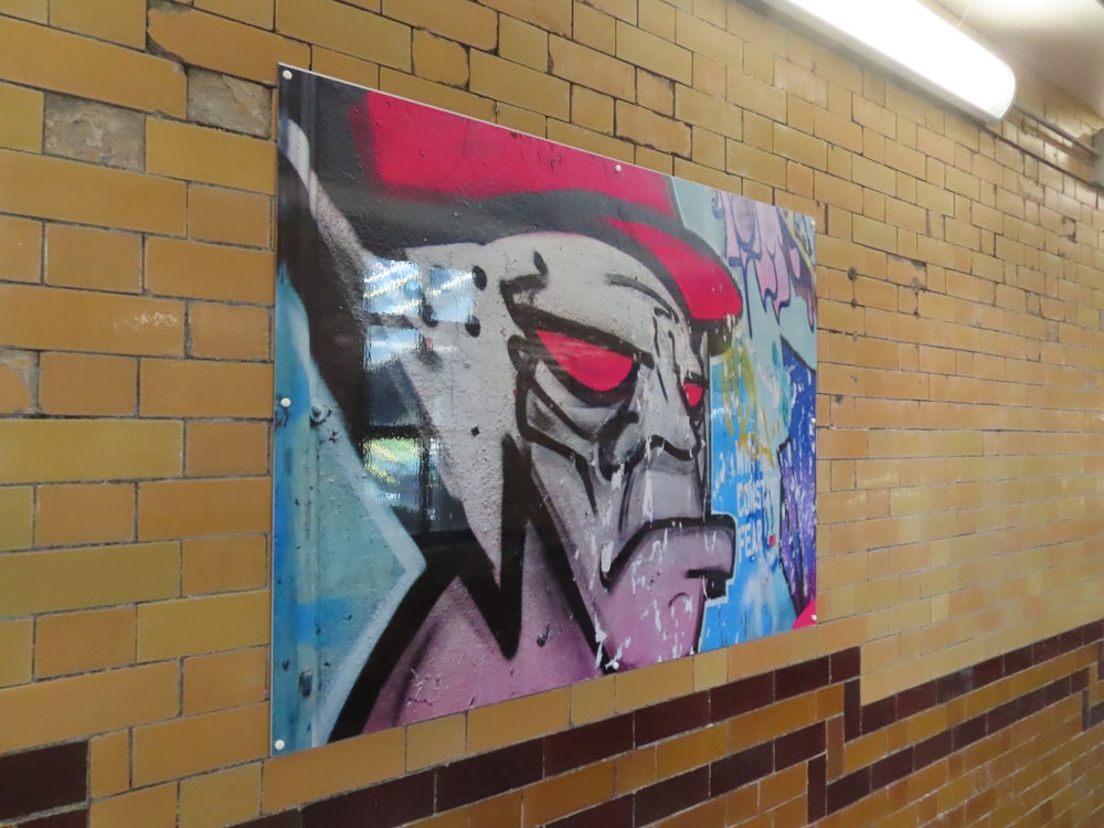 Image shows one of the artwork on display at Deansgate station