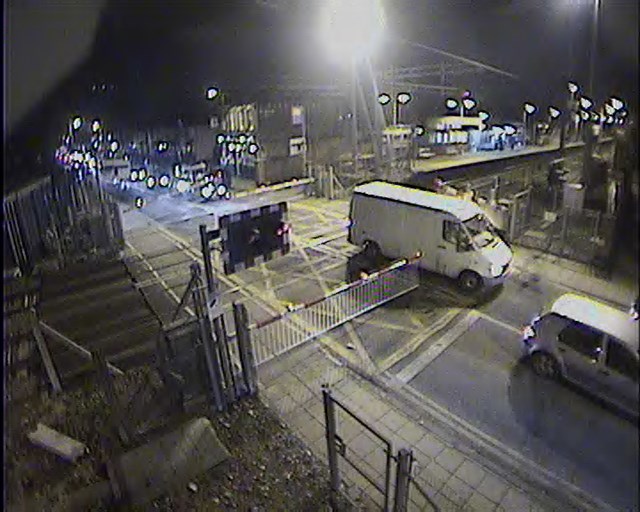 Van smashes through barrier, Enfield Lock: The driver of a van smashes through the level crossing barrier at Enfield Lock, causing thousands of pounds of damage. The driver had become stranded on the crossing as the barriers closed after ignoring the yellow box junction.