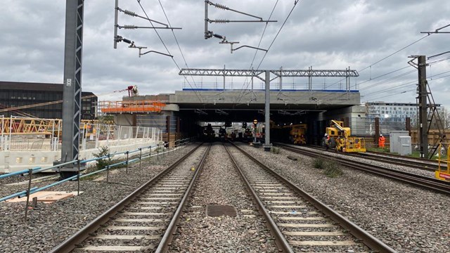 Bletchley flyover structure installed May 2021