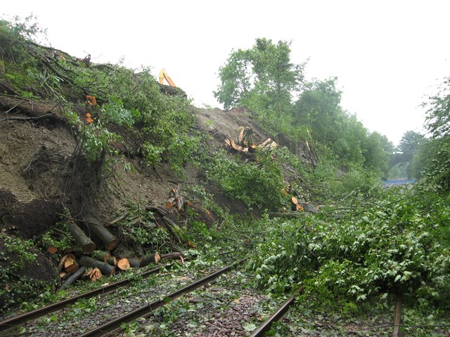 Bosty Lane landslip 1: Picture of damage caused by landslip at Bosty Lane, Aldridge