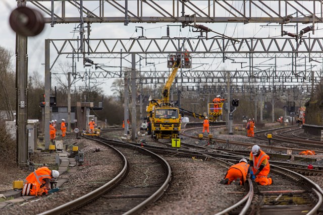 Network Rail delivers biggest Easter investment programme on time despite Storm Katie: Work at Norton Bridge, Staffordshire
