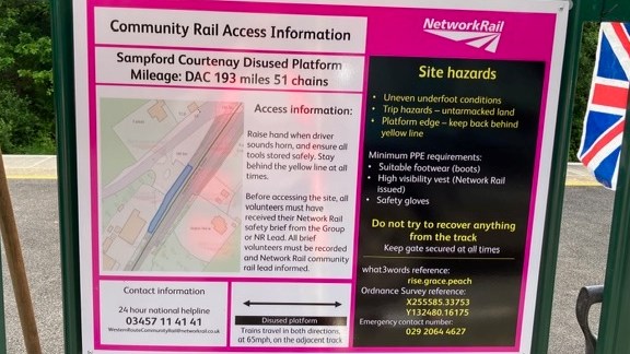 Community Rail infomation board at Sampford Courtenay