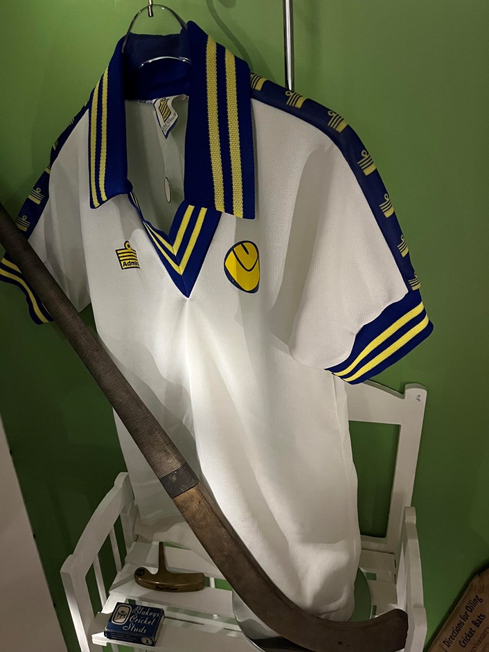 All to Play For: Leeds United memorabilia, including this classic shirt, programmes and pennants, are also on display as part of the exhibition.