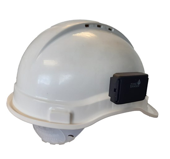 Zoneranger device affixed to helmet