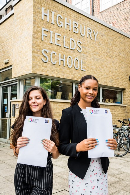 Highbury Fields GCSE pupils Meri Fisniku, left, and Mia Folkes Pawlowski.