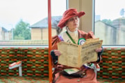 TfL Image - An actress from Zoom through History dressed as Suffragette leader Emmeline Pankhurst on what will become the Suffragette line: TfL Image - An actress from Zoom through History dressed as Suffragette leader Emmeline Pankhurst on what will become the Suffragette line