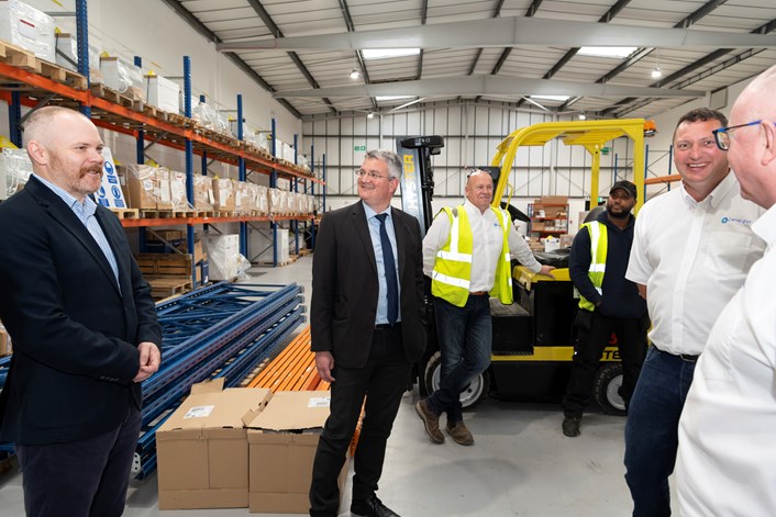 Council leader James Lewis meets green workers at council partner Cenergist's new Leeds office.: From left to right: Steve Wilkinson, Cllr Lewis, Graeme Bell, Dawit Gebremariam, Stephen Duffy, Alex Brown