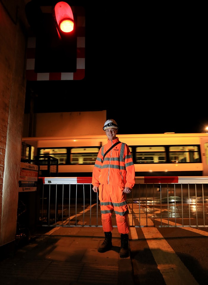 Dave Rayner, Network Rail apprentice from Kent: Dave Rayner, Network Rail apprentice, pictured next to St Dunstan's level crossing in Canterbury