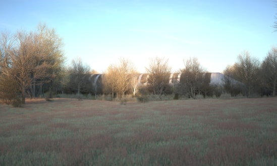 Visualisation looking east towards the Bat Protection Structure