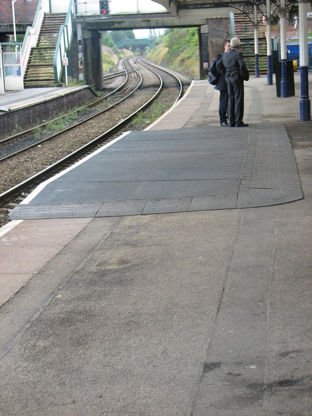 Northwich station hump: The eassier access area 'hump' on the Manchester platform.