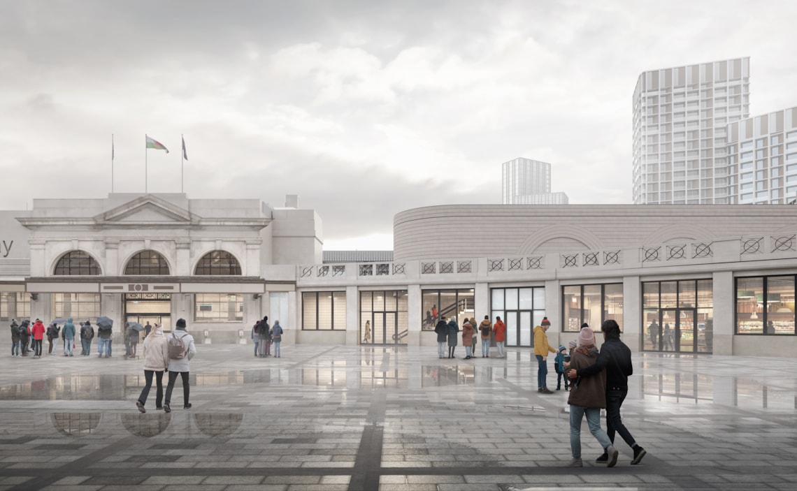 Cardiff Central station - northern entrance and new platform 0 building