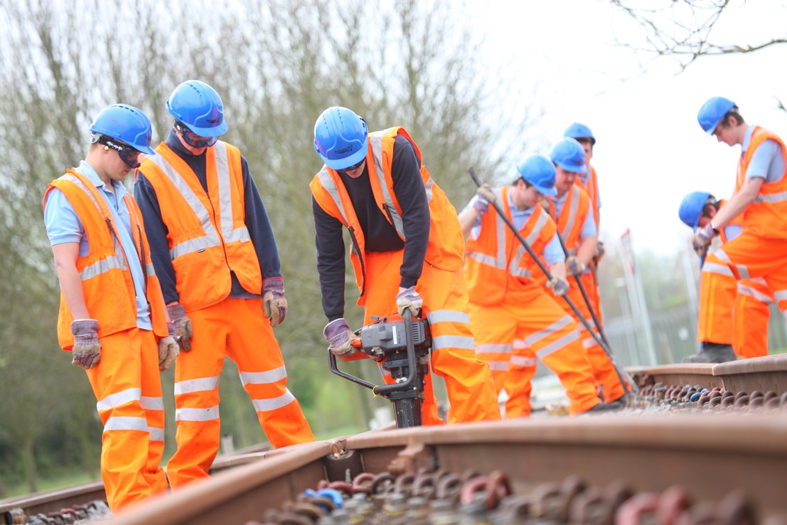 YOU'RE HIRED: LONDONER PRAKASH IS 1,000TH NETWORK RAIL APPRENTICE: Apprentices on the learning track 001