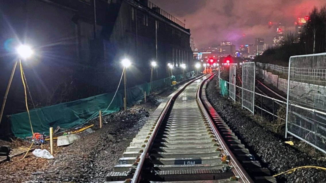 Similar track renewal on Camp Hill Line curve at Christmas 2024