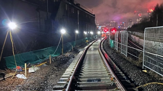 Similar track renewal on Camp Hill Line curve at Christmas 2024: Similar track renewal on Camp Hill Line curve at Christmas 2024
