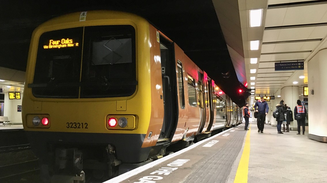 Weekend track improvements for Birmingham’s Cross City line: Cross City line train in Birmingham New Street November 2019