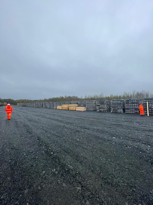 16,000 Sleepers at Thornton Yard: Sleepers stored in Thornton Yard will form part of the new Leven rail link