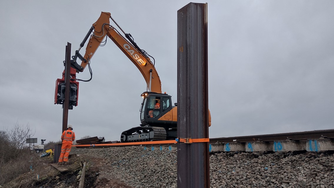 Bicester landslip pile installation January 2024