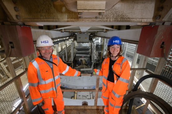 HS2 CEO Mark Wild and Director of the Brunel Museum Katherine McAlpine visit TBM constructing the Euston Tunnel 2: HS2 CEO Mark Wild and Director of the Brunel Museum Katherine McAlpine visit TBM constructing the Euston Tunnel 2