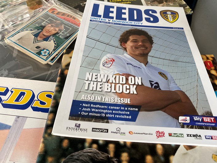 LUFC programme donation: One programme features a young Kalvin Phillips on the front cover ahead of the team’s match with Norwich in April 2015.