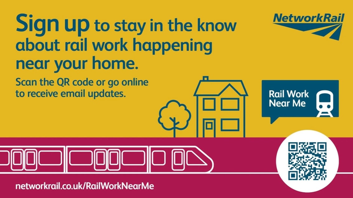 Stay informed about rail work in your area with free email updates: dln with qr