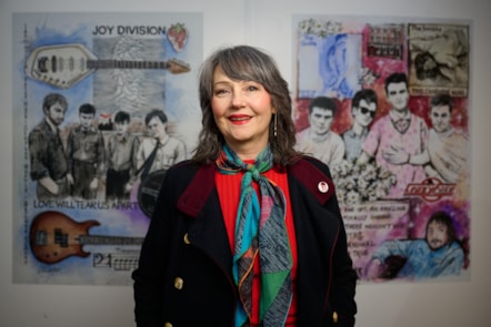 Artist, Viv Lally, created some of the artwork celebrating Stockport's rich music heritage.