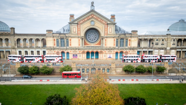 TfL Image - London Poppy Buses outside Alexandra Palace