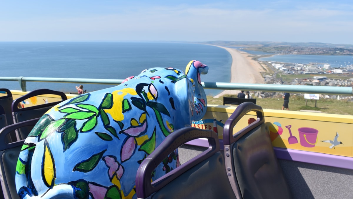 Ponty overlooking Chesil Beach cropped