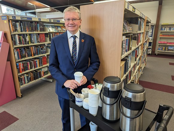 County Councillor Michael Green at Kingsfold Library