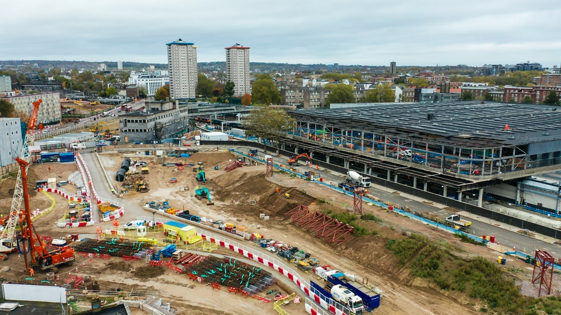 HS2 Euston Station construction site August 2021