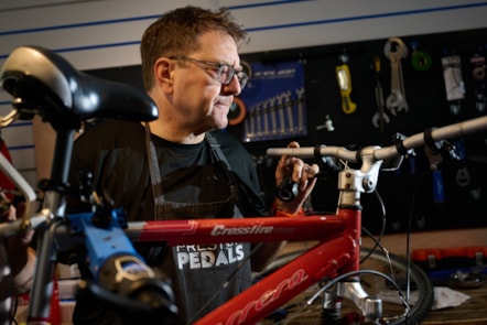 Preston Pedals volunteer mechanic, Dave, is part of the team who delivers the cooperative's bike repairs and servicing