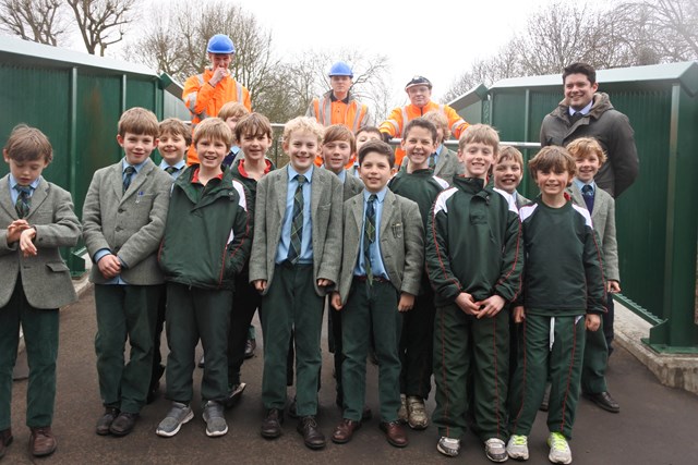 Northcote Lodge schoolchildren at Cat's Back Bridge