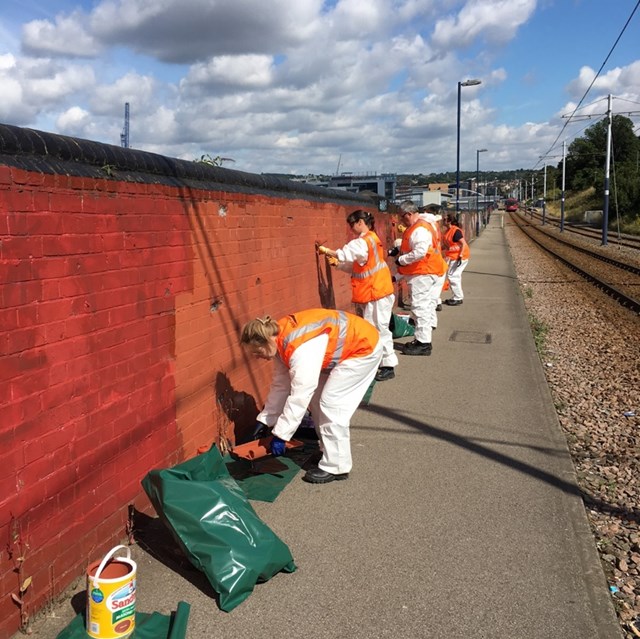 Volunteers working on Granville Street in Sheffield