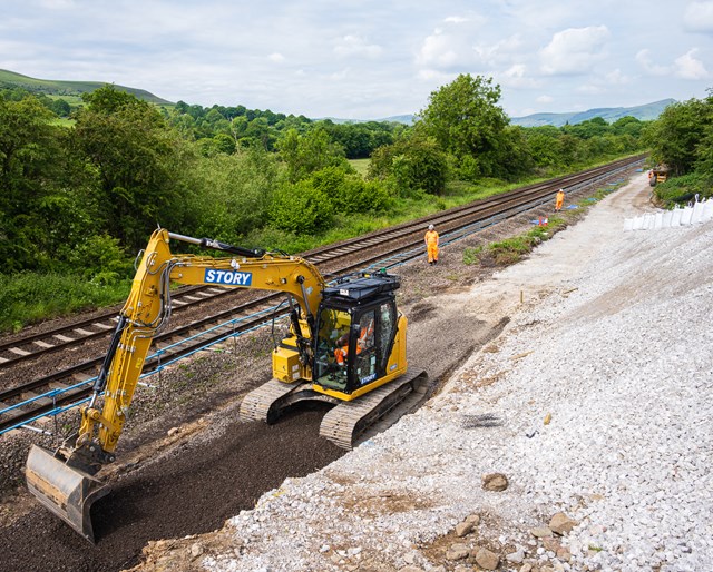 Foundations completed for new tracks at Bamford as part of the Hope Valley Railway Upgrade: Bamford-9