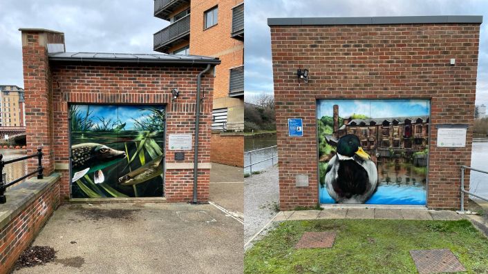 Striking new murals highlight industrial heritage and wildlife protected by the Leeds Flood Alleviation Scheme: Doors Press Release