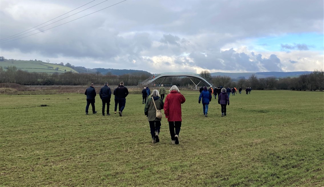 Walking to FLOW bridge 27012023 opening event Network Rail