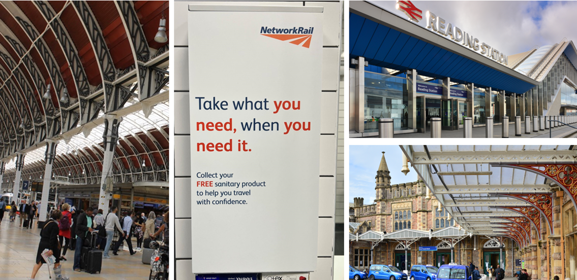 Network Rail’s stations play their part in ending period poverty with free sanitary products: Free sanitary products at Network Rail managed stations