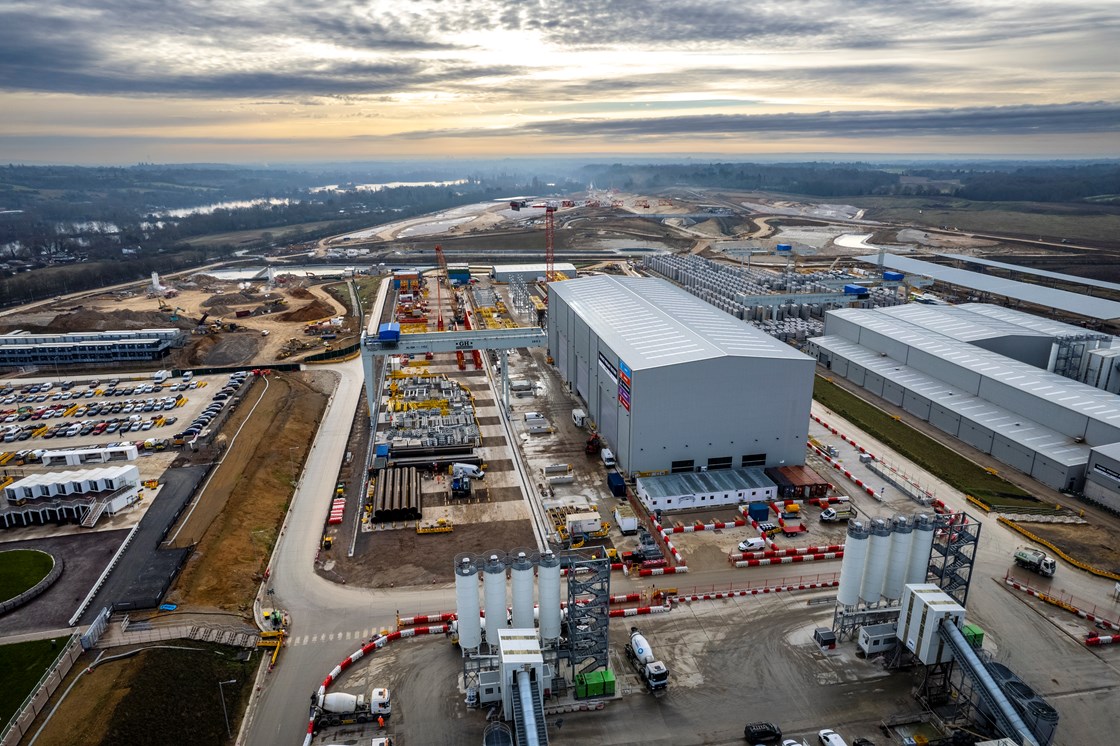 The Colne Valley Viaduct factory from the air Feb 2022