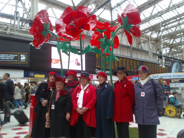 Red Hat war widows at London Waterloo: Interserve poppy installation
2015 London Poppy Day