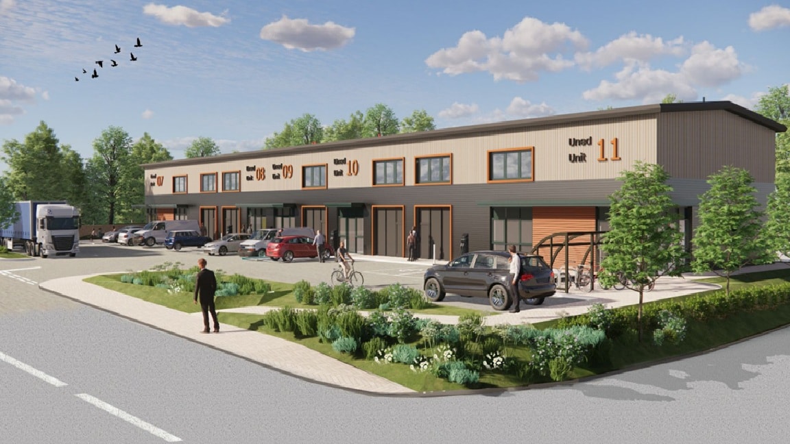 An artist's impression of the industrial units at Beechwood Industrial Estate, in Llandeilo,