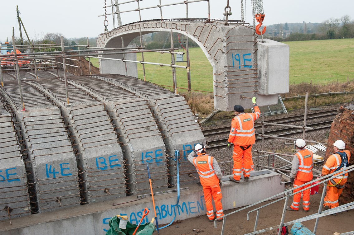 Better, faster, quieter rail journeys get a step closer as major bridge work near Bedford finishes early: Engineers rebuild Templars Way bridge in Bedfordshire
