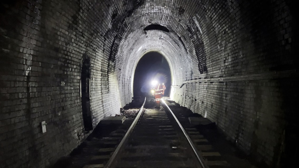 Inside Bransty Tunnel between Whitehaven and Corkickle