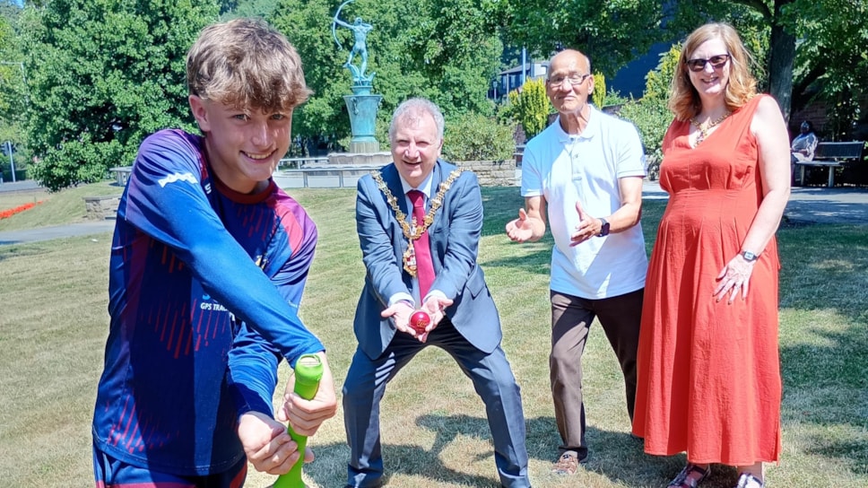 Jimmy Turton Stourbridge Cricket Club, Mayor of Dudley,  Cllr Mohammed Hanif and Mayoress of Dudley