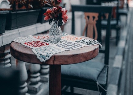 Cafe tables on street