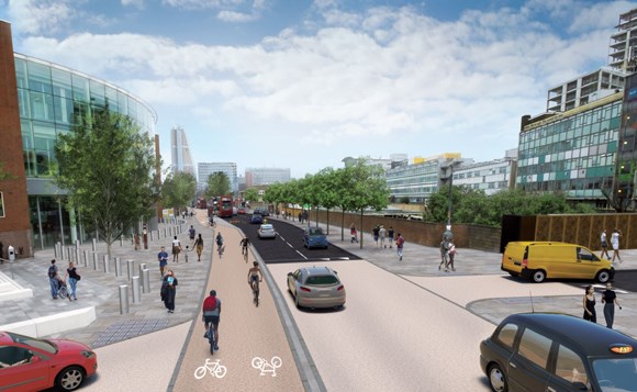 TfL Press Release - TfL sets out next steps for walking and cycling improvements between Wood Lane and Notting Hill Gate: TfL Image - Wood Lane CGI